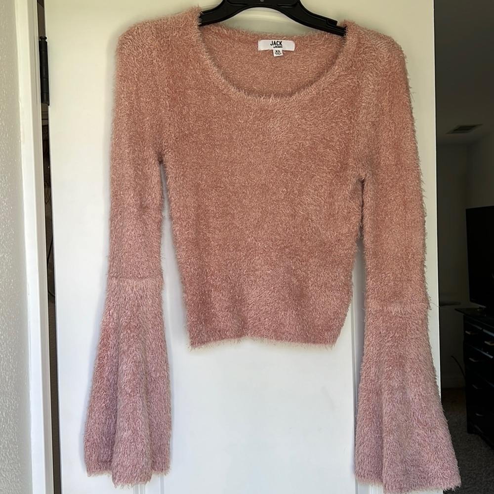 Jack by BB Dakota Blush Cropped Bell Sleeve Sweater
